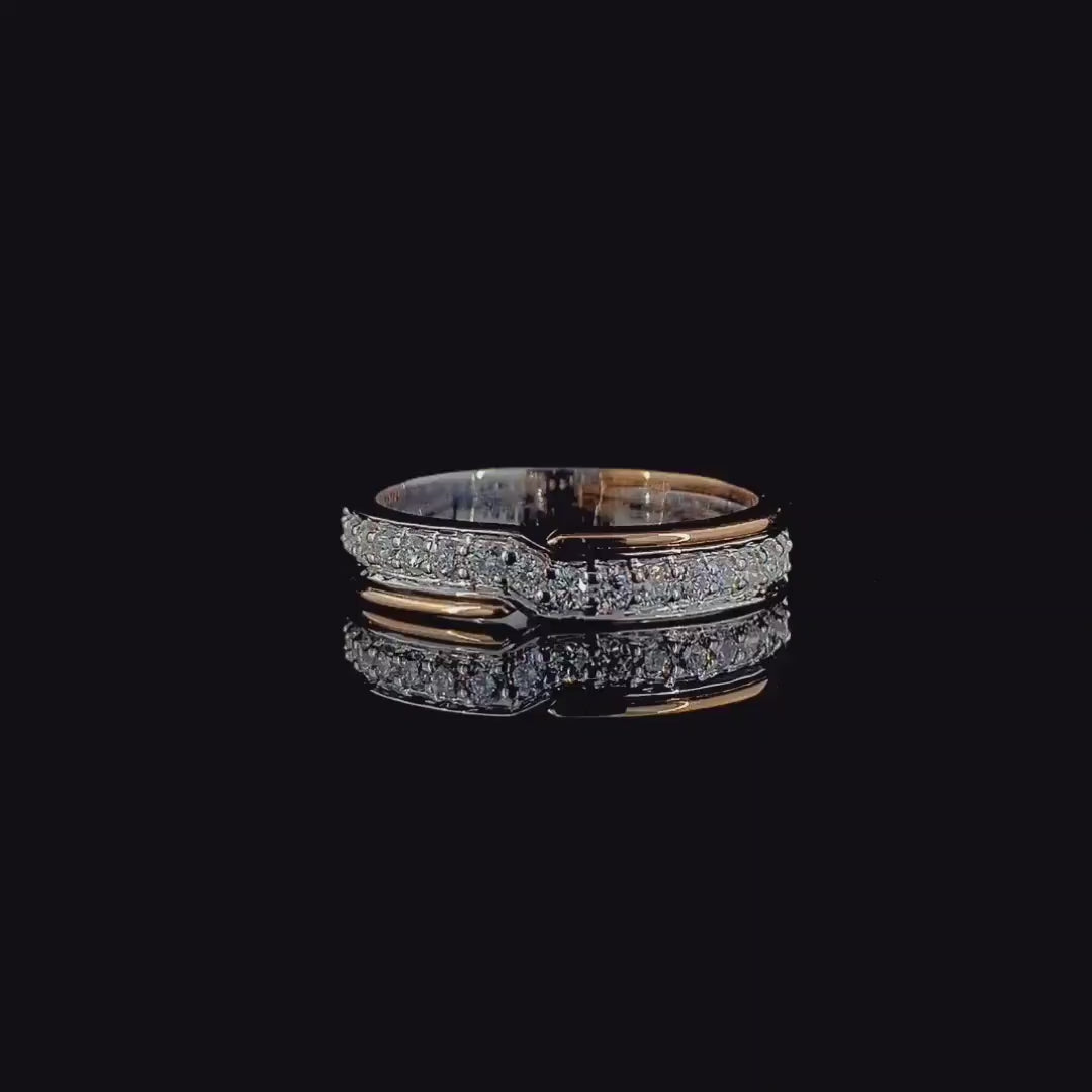 Lab Grown Diamond Wedding Band | Two Tone Gold Half Eternity Stacking Ring