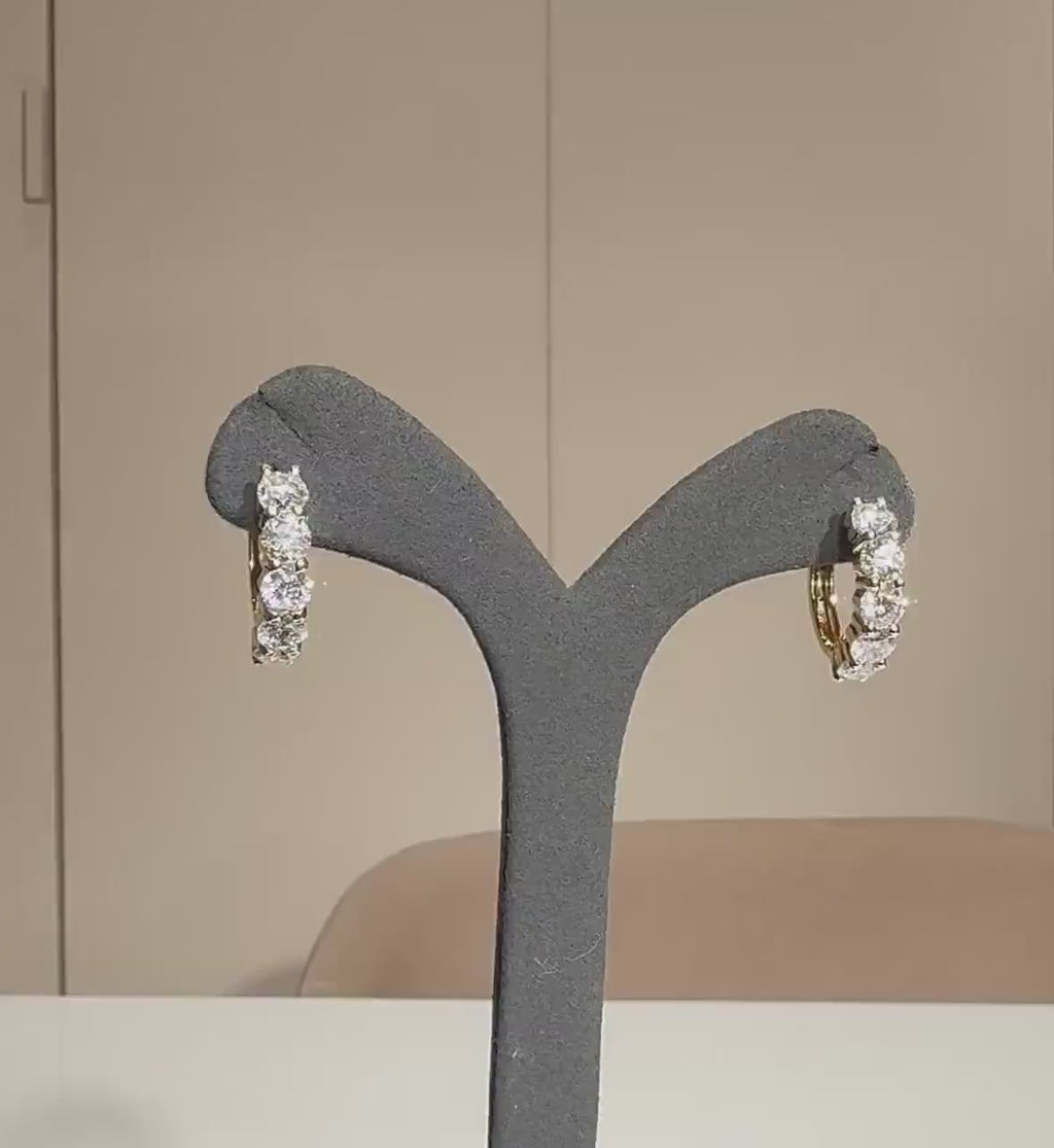 5CTW Lab Grown Diamond Hoop Earrings | Shared Prong Diamond Hoops | 14K Solid Gold