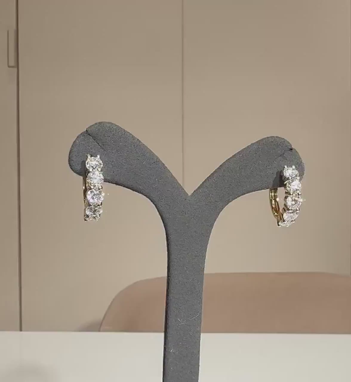 5CTW Lab Grown Diamond Hoop Earrings | Shared Prong Diamond Hoops | 14K Solid Gold