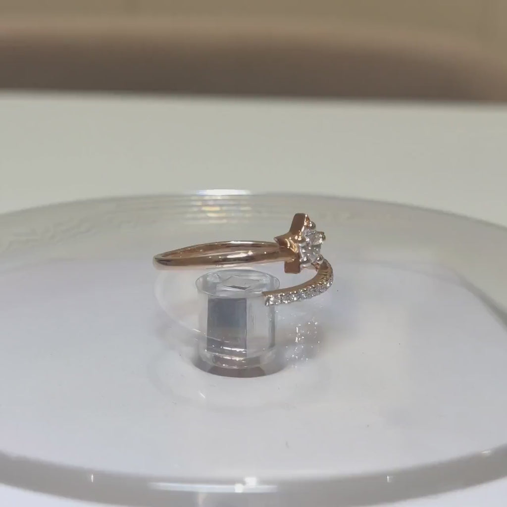 Lab Grown Diamond Star Ring | 0.20 Carat, Solid Gold Wedding Band