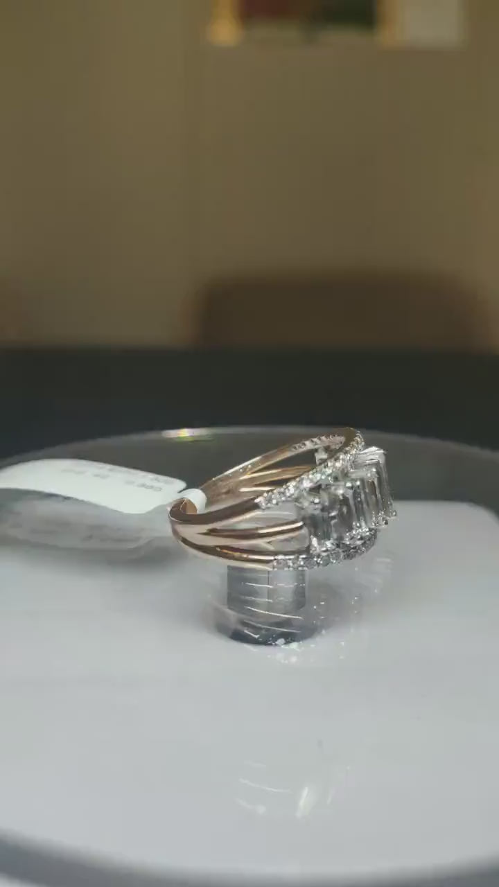 Baguette Lab Grown Diamond Ring | 14K Gold Wedding Band