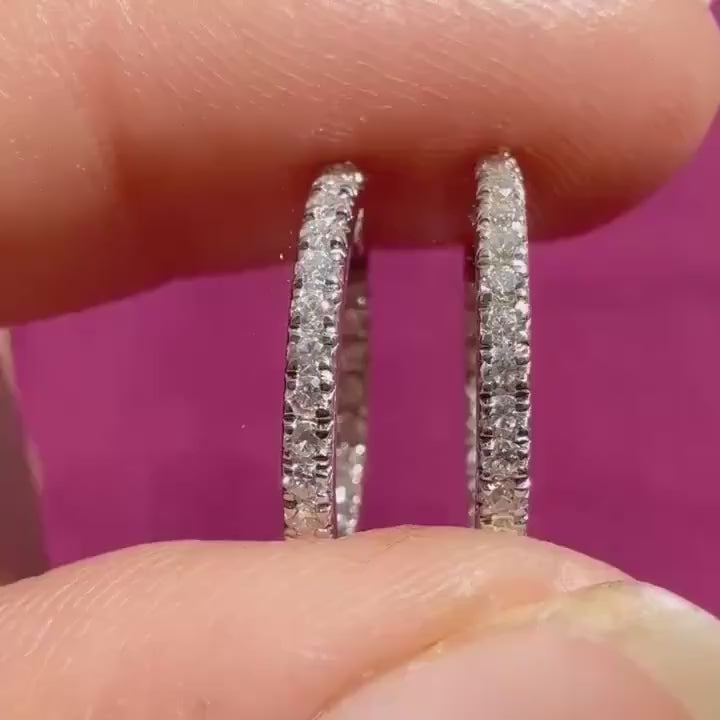 14K Gold Lab Grown Diamond Huggie Earrings: Sustainable Dangle Hoops