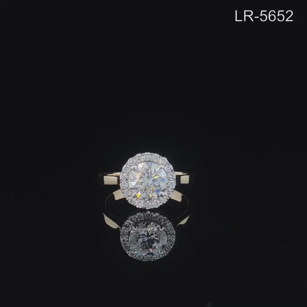 2.10CT Lab Grown Diamond Engagement Ring: 14K Gold Halo Bridal Jewelry, IGI Certified