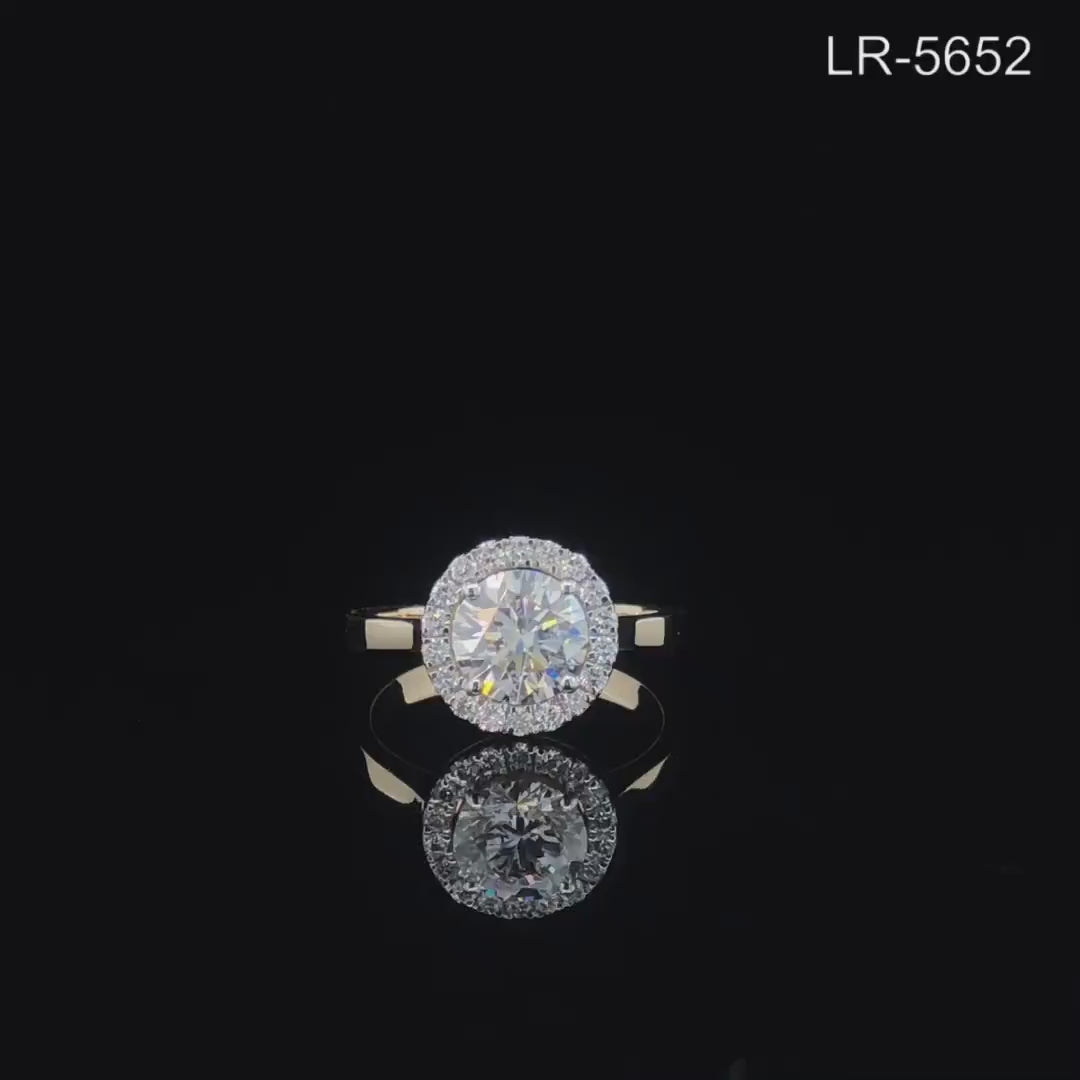 2.10CT Lab Grown Diamond Engagement Ring: 14K Gold Halo Bridal Jewelry, IGI Certified