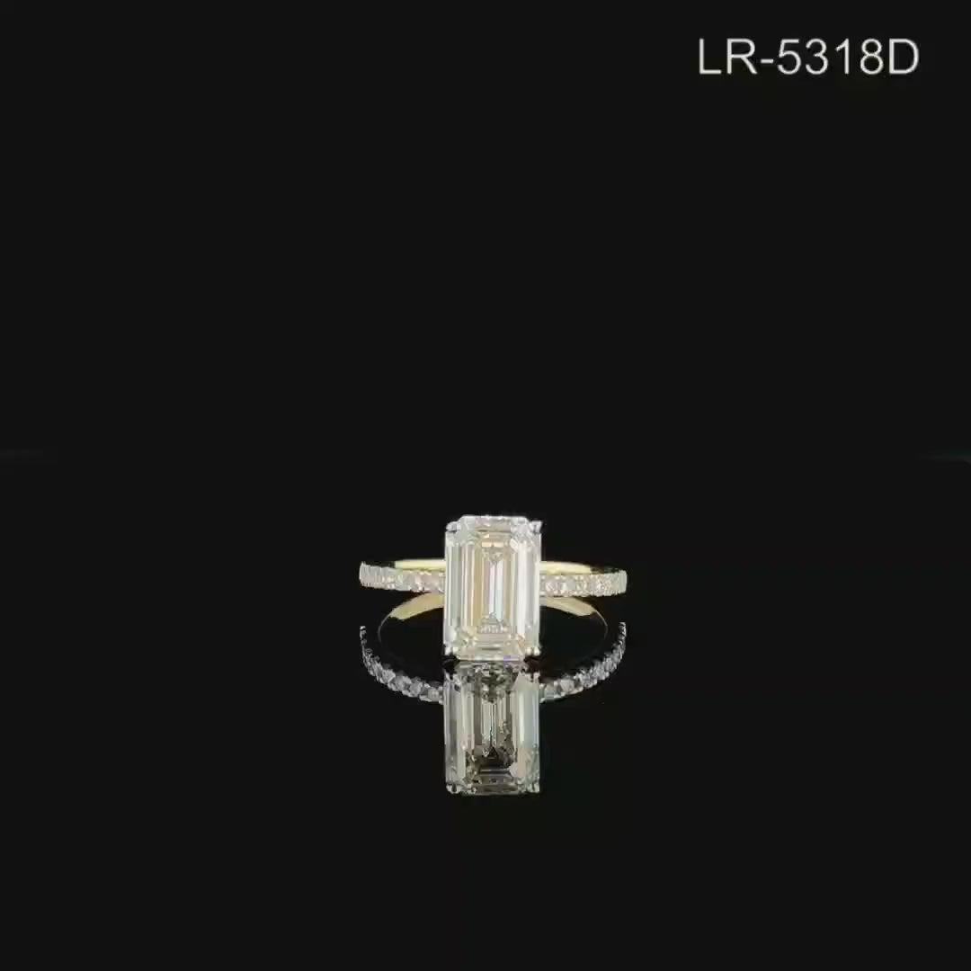 Emerald Cut 2.00 CT Lab Grown Diamond Ring: 14K Gold IGI Certified