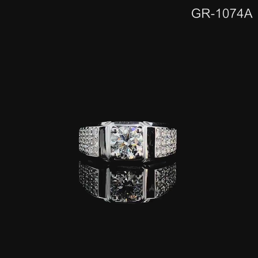 Mens Lab Grown Diamond Engagement Ring: 14K Solid Gold Wedding Band