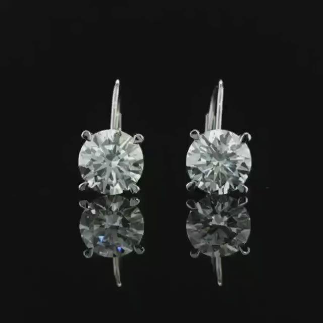 IGI Certified Lab Grown Diamond Hoop Earrings: 2.00-4.00ct Round Brilliant