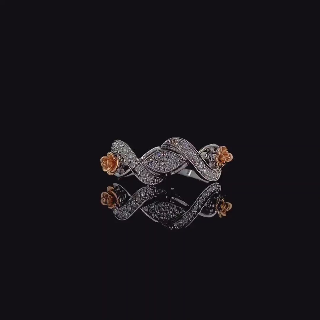14K Solid Gold Flower Ring | Lab Grown Diamond, Two Tone