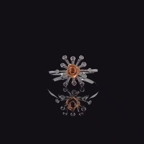 14K Gold Two Tone Lab Grown Diamond Flower Ring