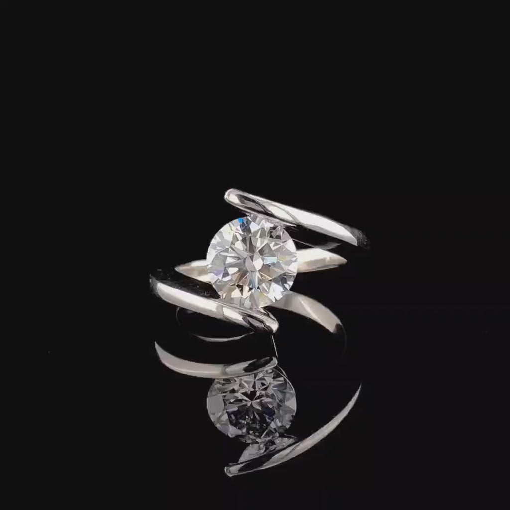 2.00 Carat Lab Grown Diamond Engagement Ring | 14K Gold Bypass Solitaire