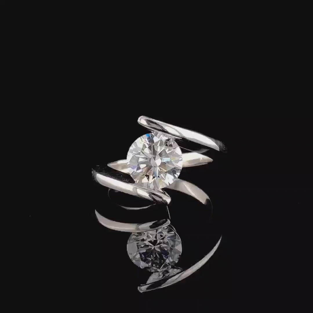 2.00 Carat Lab Grown Diamond Engagement Ring | 14K Gold Bypass Solitaire