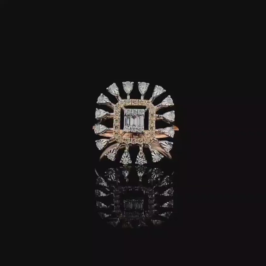 Lab Grown Diamond 14K Gold Statement Ring | Cocktail Wedding Ring