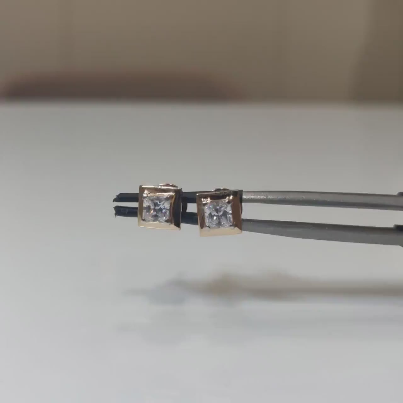 14K Gold Princess Cut Lab Grown Diamond Stud Earrings