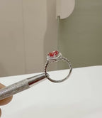 Red Heart Lab Grown Diamond Engagement Ring | 14K Solid Gold Halo Ring