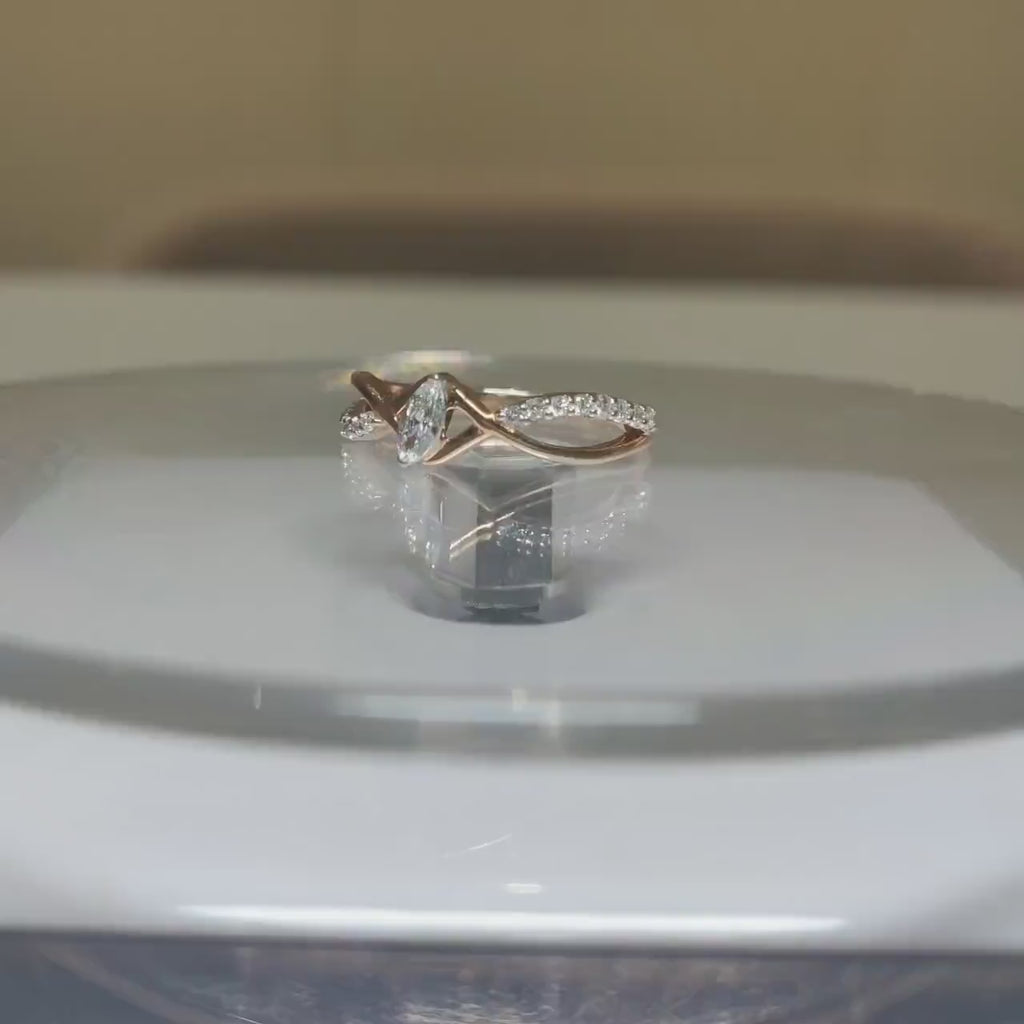Lab Grown Diamond Marquise Engagement Ring | 14K Gold Infinity Band