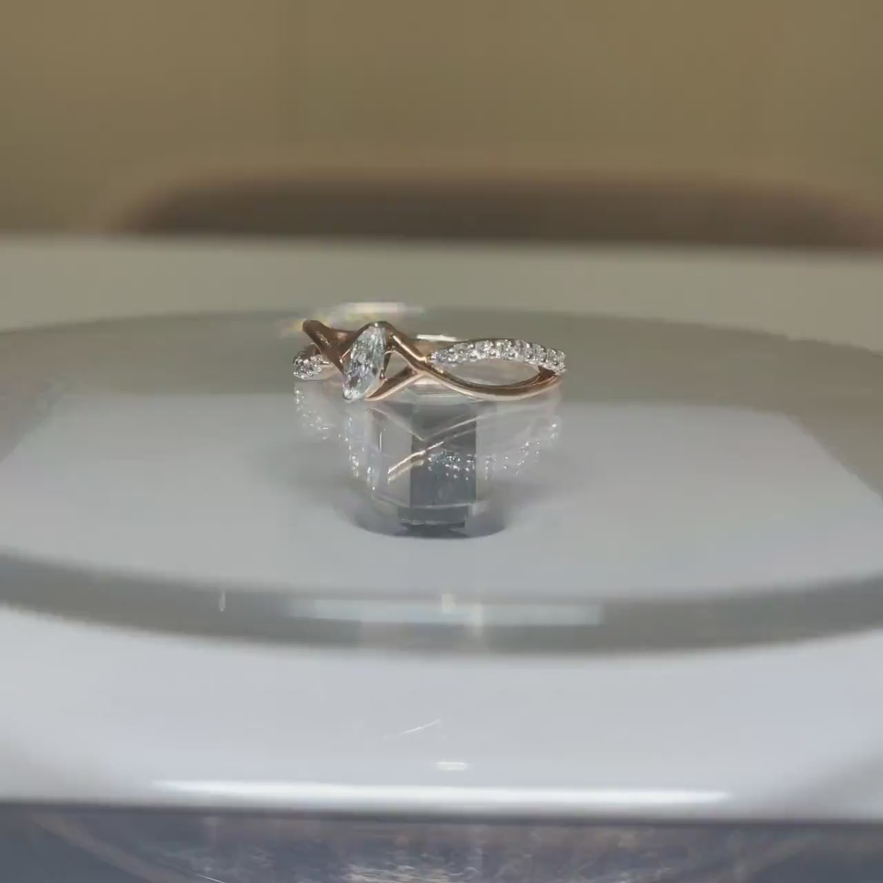 Lab Grown Diamond Marquise Engagement Ring | 14K Gold Infinity Band
