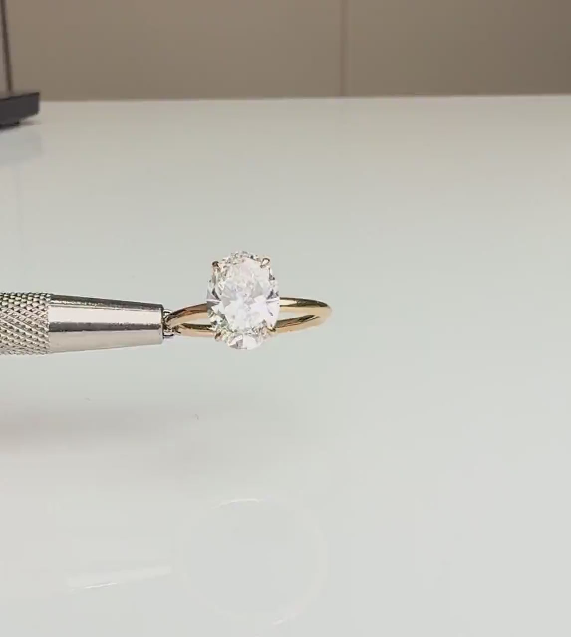 Oval Lab Grown Diamond Engagement Ring | Hidden Halo Solitaire | IGI Certified 14K Gold