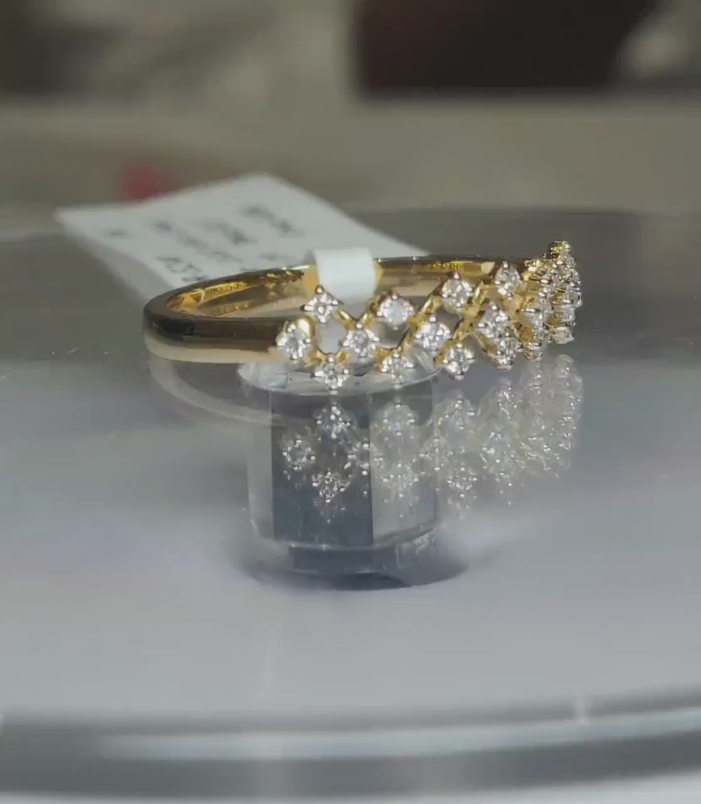 Lab Grown Diamond Ring | 14K Gold Geometric Wedding Band
