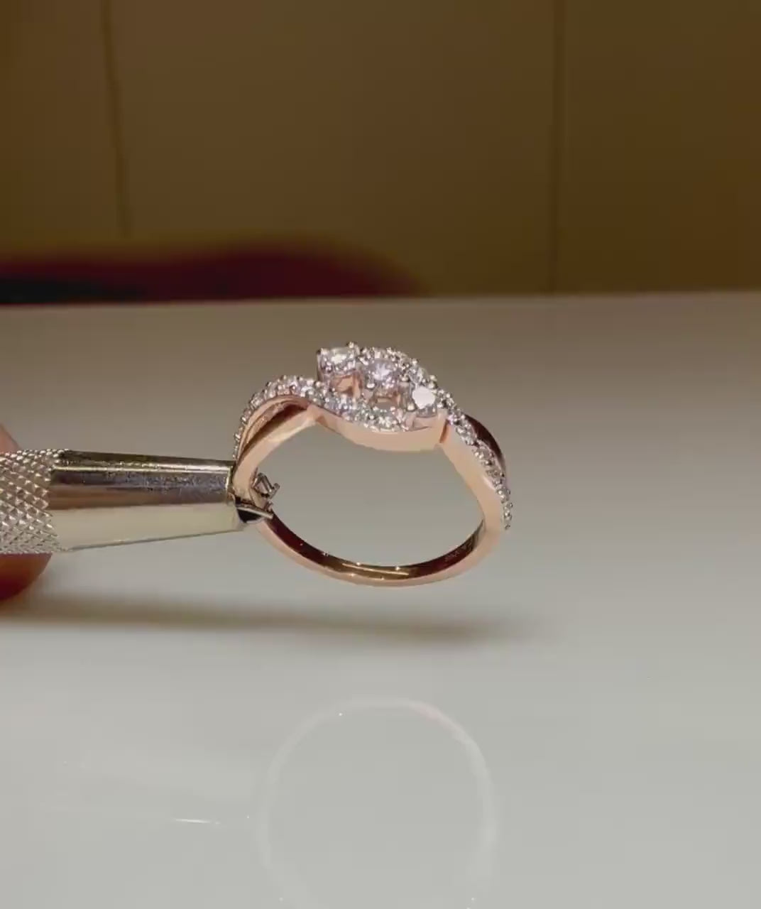 0.40CT Lab Grown Diamond Twist Ring | 14K Gold Bypass Engagement Band