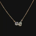 Lab Grown Diamond Toi et Moi Necklace: 2.50CTW Pear & Round, 14K Gold
