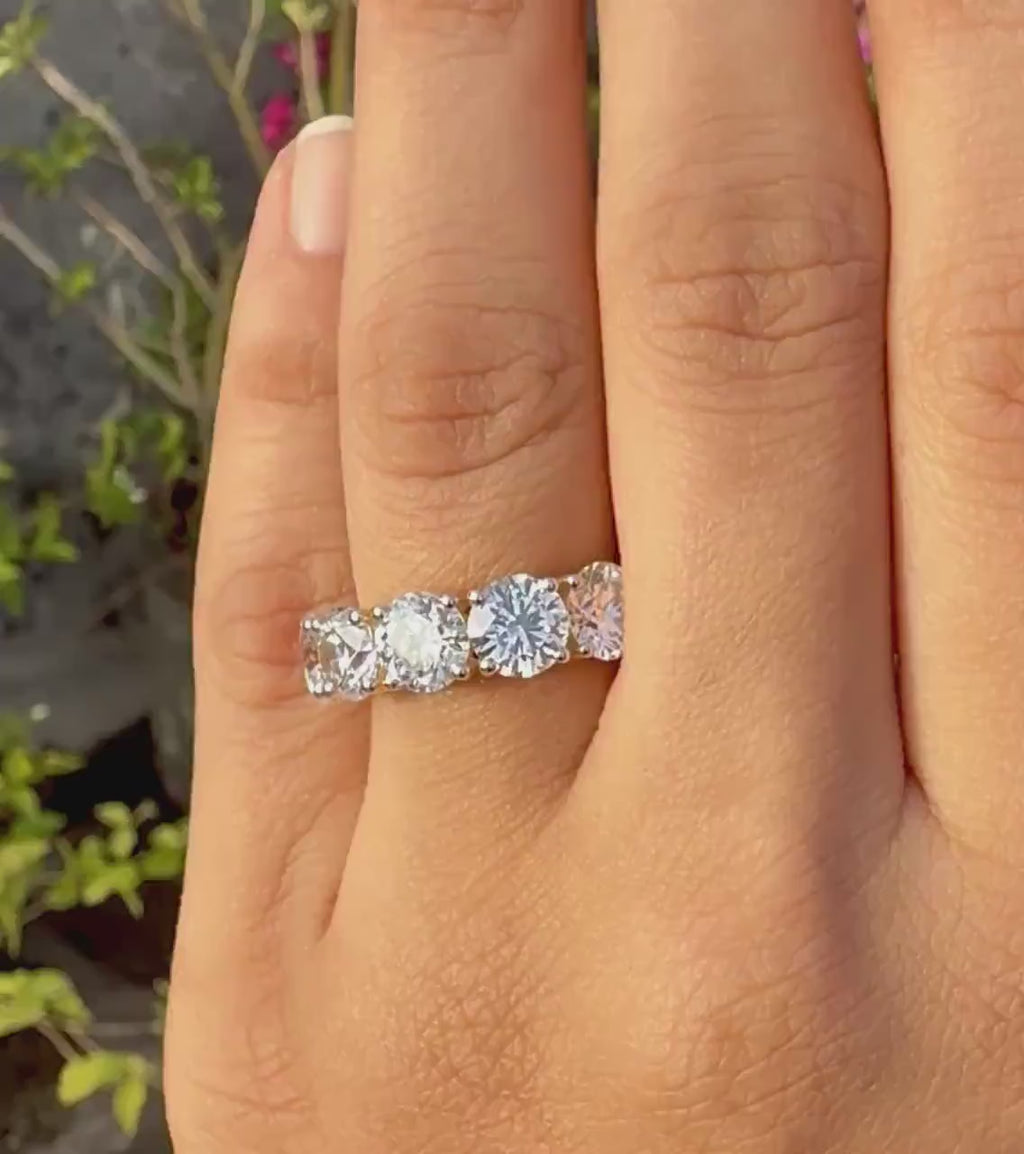 Lab Grown Diamond Five Stone Ring | 14K Solid Gold Anniversary Band
