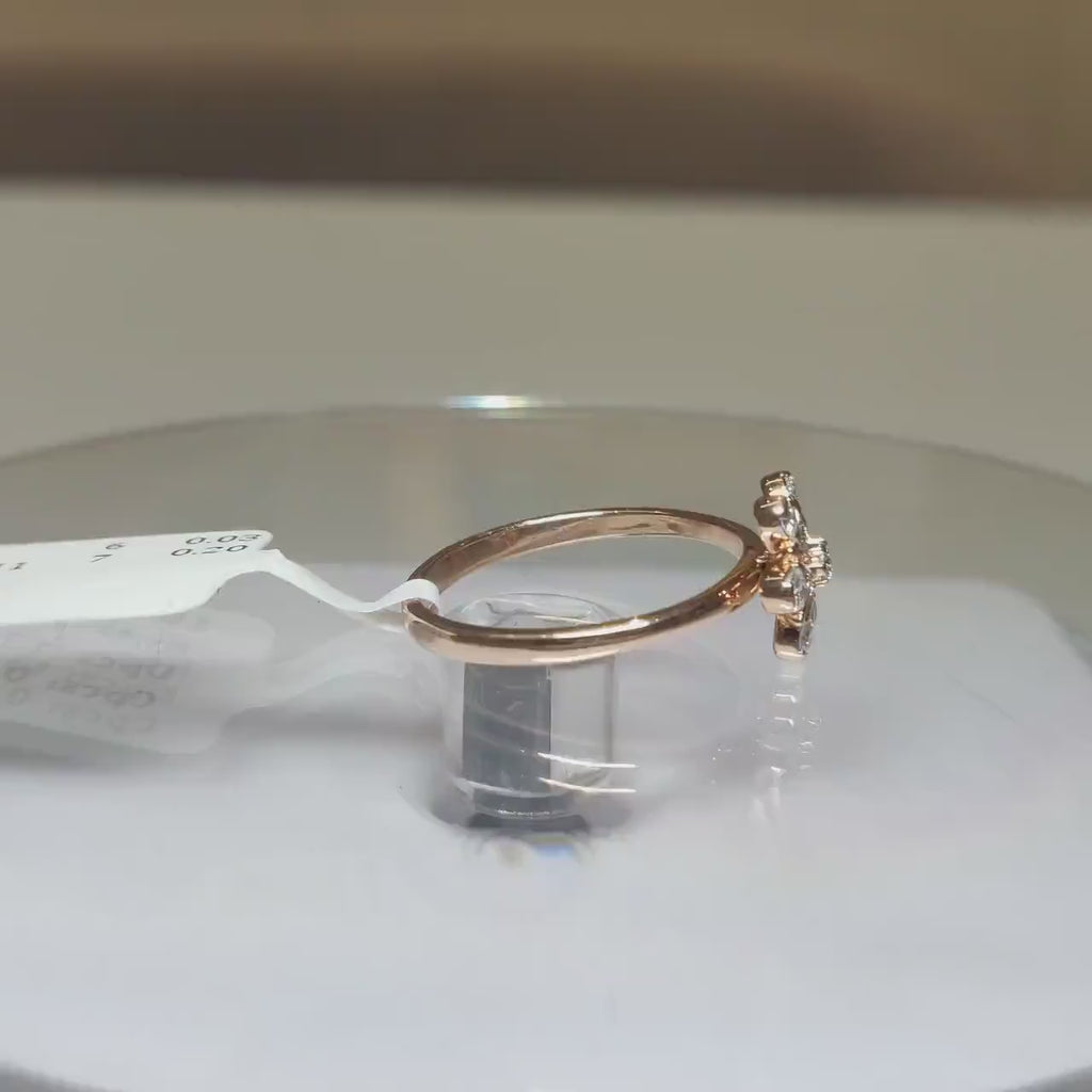 14K Gold Lab Grown Diamond Flower Ring | Handmade Anniversary Gift