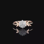 14K Solid Gold Flower Ring | Lab Grown Diamond Anniversary Gift