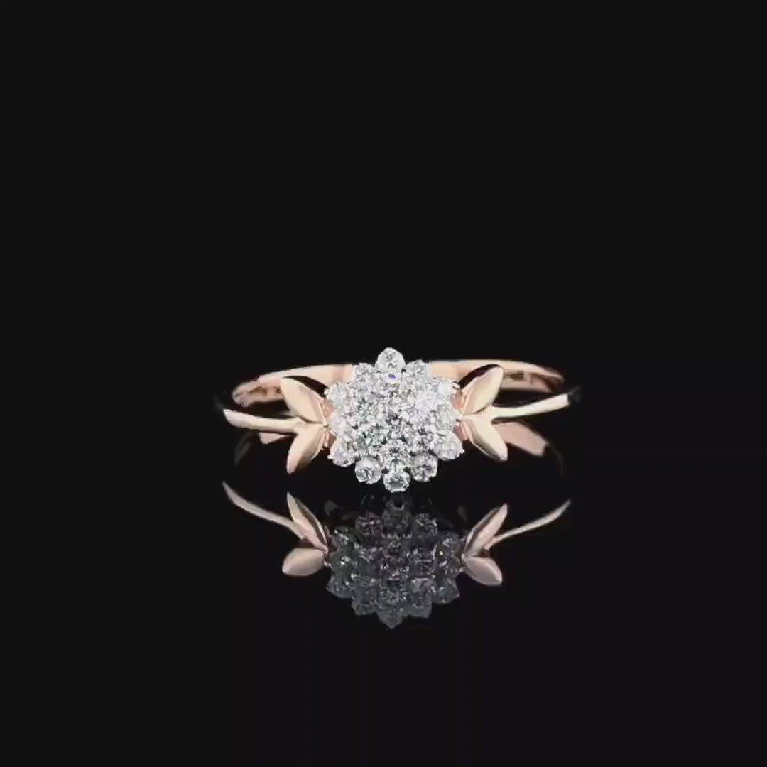 14K Solid Gold Flower Ring | Lab Grown Diamond Anniversary Gift