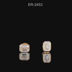 3.00ctw Emerald Cut Lab Grown Diamond Studs: 14K Gold Bezel Set Earrings