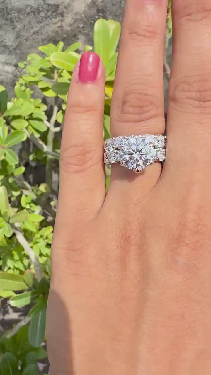 12 CTW Lab Grown Diamond Bridal Set | 14K Gold Engagement Ring Wedding Band (IGI Certified)