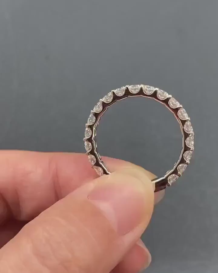 14K Solid Gold Full Eternity Ring | Lab Grown Round Diamonds Wedding Band