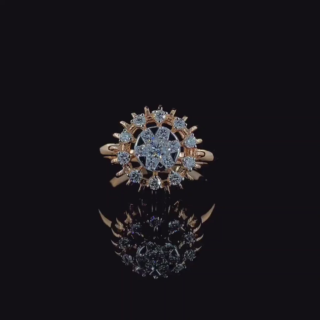 14K Gold Flower Cluster Lab Grown Diamond Ring | SGL Certified