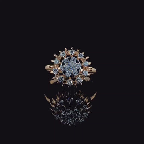 14K Gold Flower Cluster Lab Grown Diamond Ring | SGL Certified