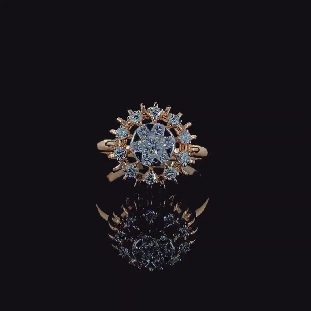 14K Gold Flower Cluster Lab Grown Diamond Ring | SGL Certified
