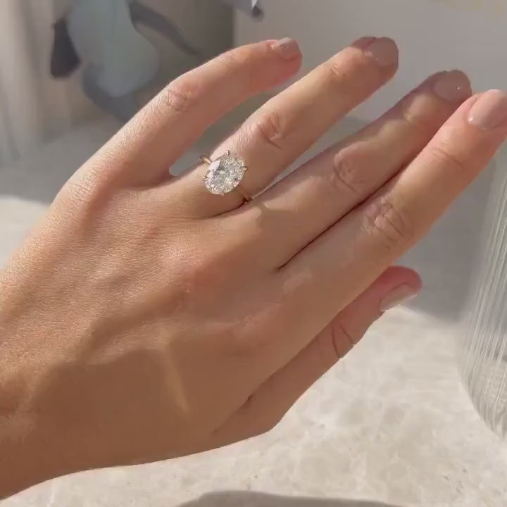 3ct Oval Lab Grown Diamond Engagement Ring | 14K Gold, IGI Certified