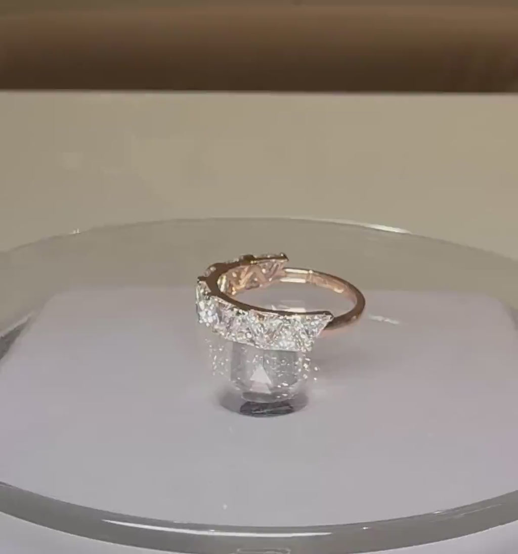 Triangle Cut Lab Grown Diamond Half Eternity Band | 14K Solid Gold Diamond Wedding Ring