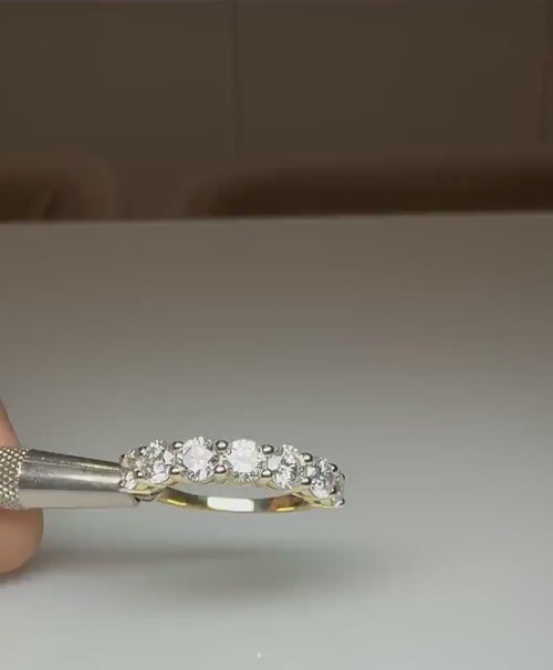14K Gold Lab Grown Diamond Wedding Band | 4.5MM Seven Stone Eternity Ring