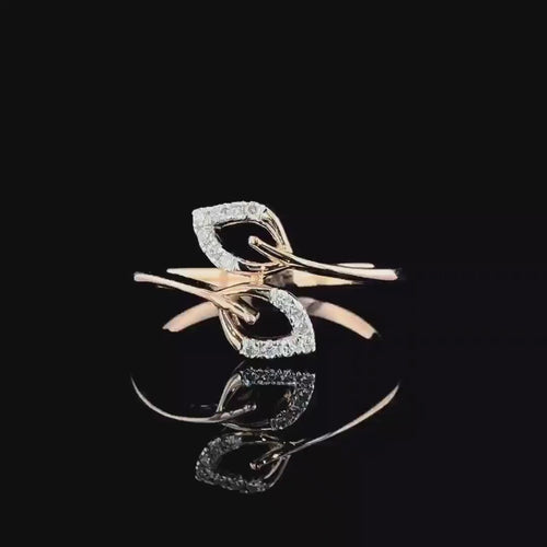 14K Gold Lab Grown Diamond Leaf Ring | CVD Statement Ring