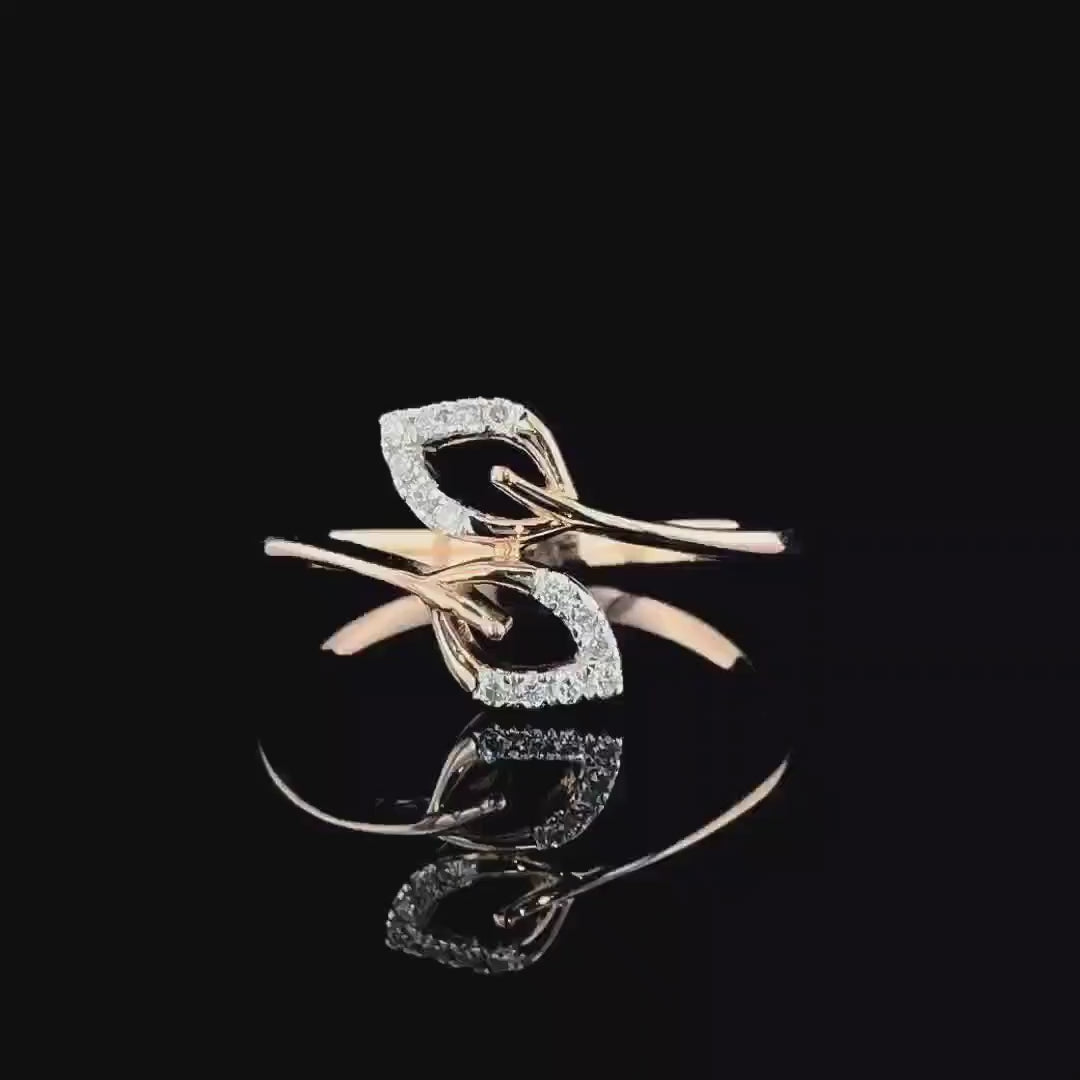 14K Gold Lab Grown Diamond Leaf Ring | CVD Statement Ring