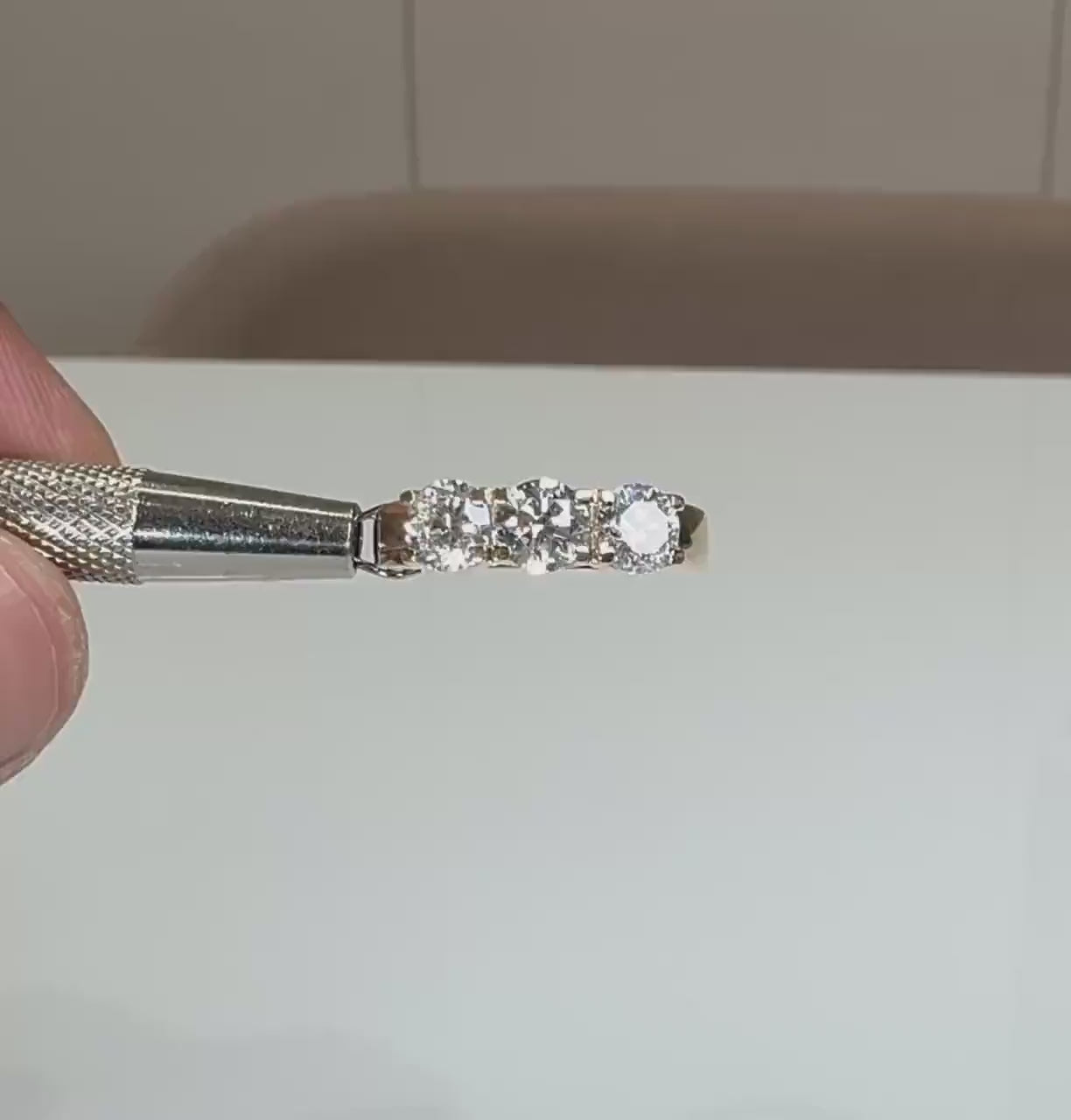 Three Stone Lab Grown Diamond Ring | 14K Solid Gold, Round Brilliant Cut, SGL Certified