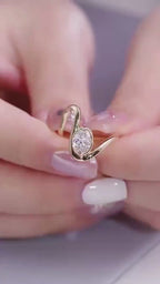 Oval Lab Diamond Swirl Engagement Ring | 14K Solid Gold Bezel Set, IGI Certified
