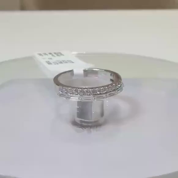 Lab Grown Diamond Wedding Band: 14K Gold Baguette & Round Half Eternity
