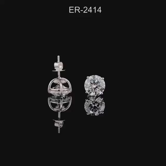 IGI Certified Lab Grown Diamond Stud Earrings | 14K Gold Solitaire