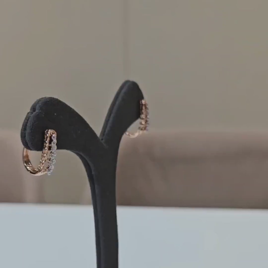 14K Gold Lab Grown Diamond Huggie Earrings | Dangle Hoops