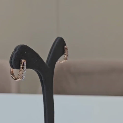 14K Gold Lab Grown Diamond Huggie Earrings | Dangle Hoops