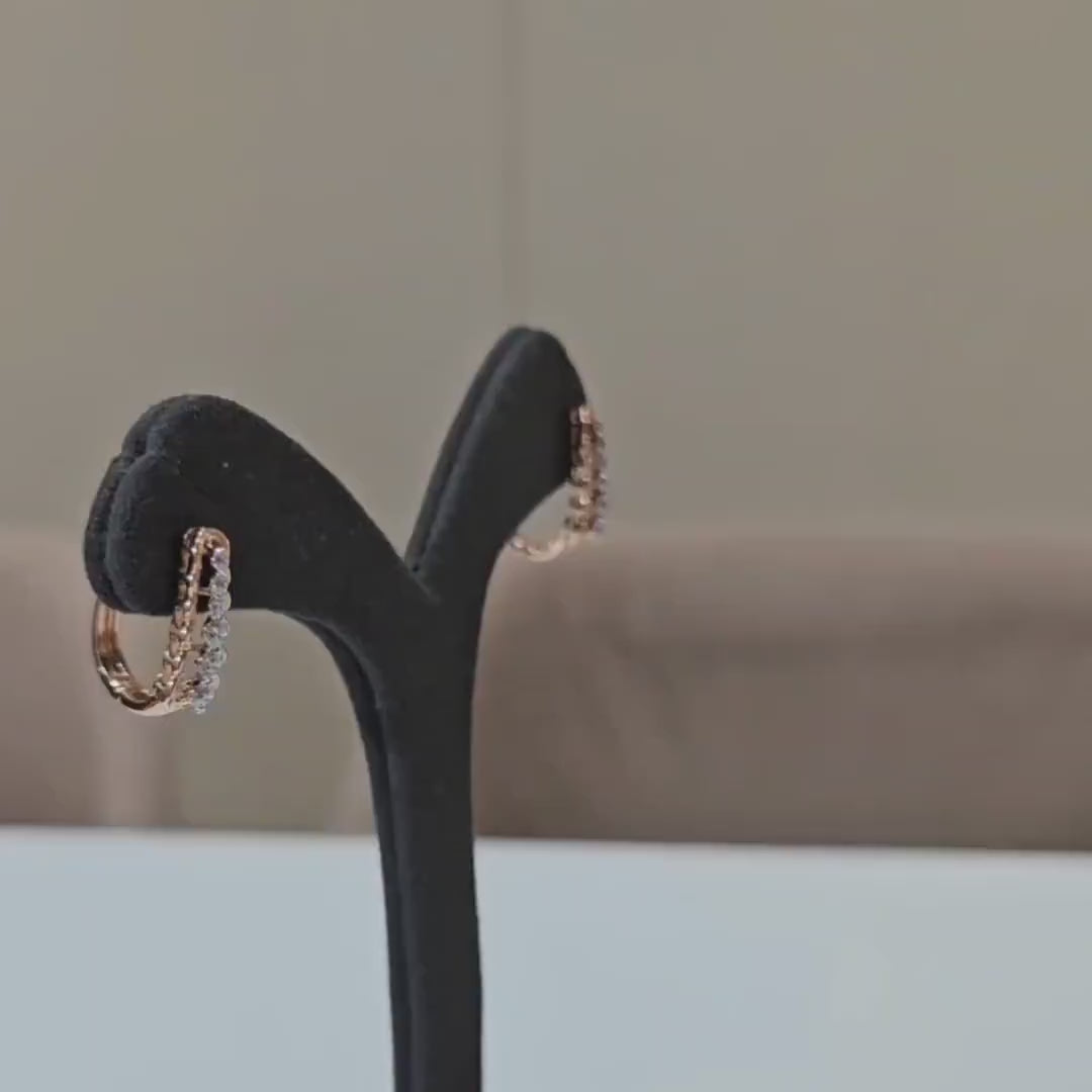 14K Gold Lab Grown Diamond Huggie Earrings | Dangle Hoops