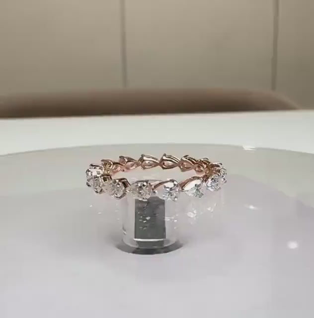 Pear Cut Lab Grown Diamond Full Eternity Band | 14K Solid Gold Wedding Ring