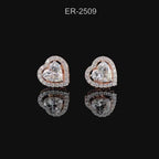Heart Cut Lab Grown Diamond Stud Earrings | 14K Gold Halo, IGI Certified