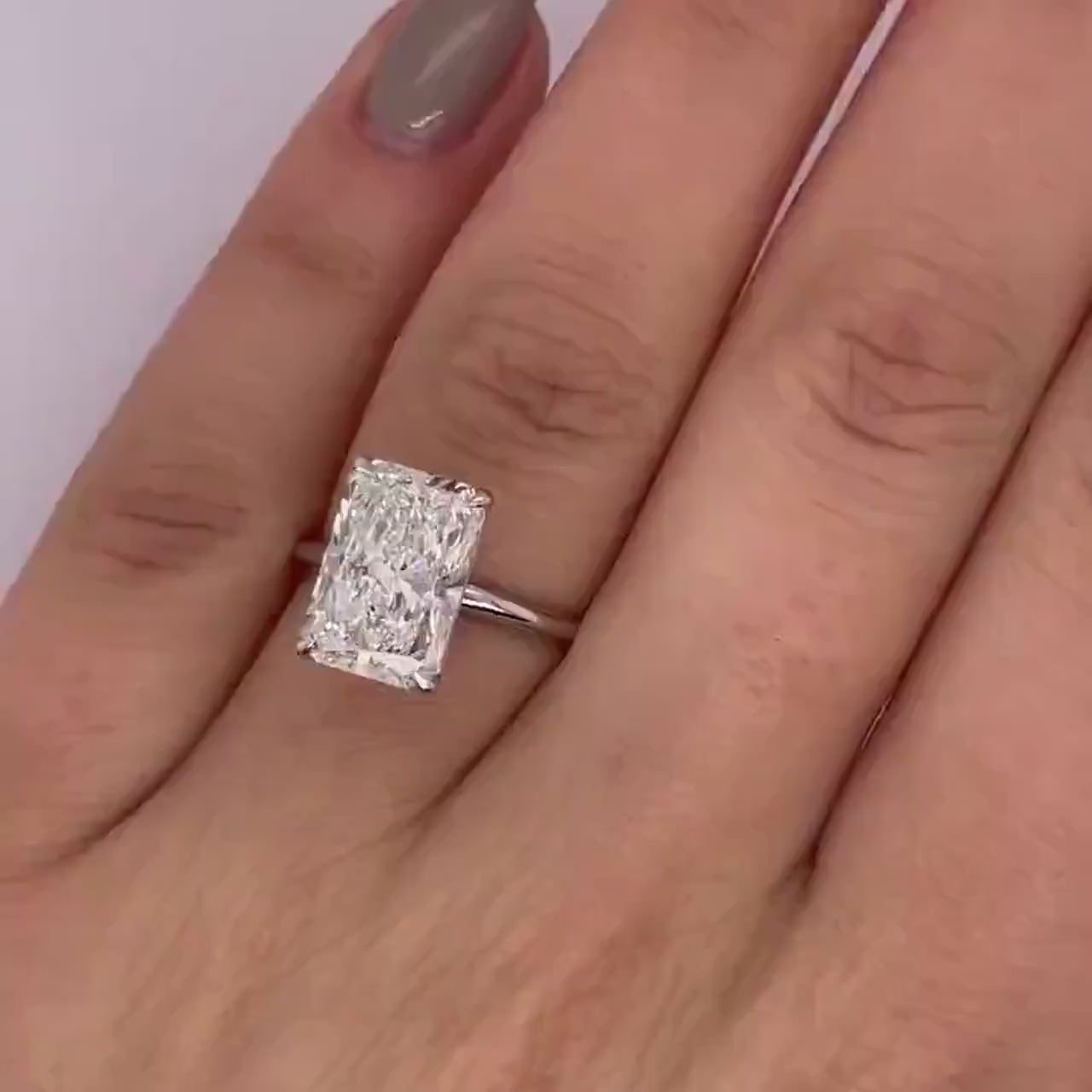 3CT Radiant Cut Lab Grown Diamond Engagement Ring | 14K Solid Gold Solitaire | IGI Certified