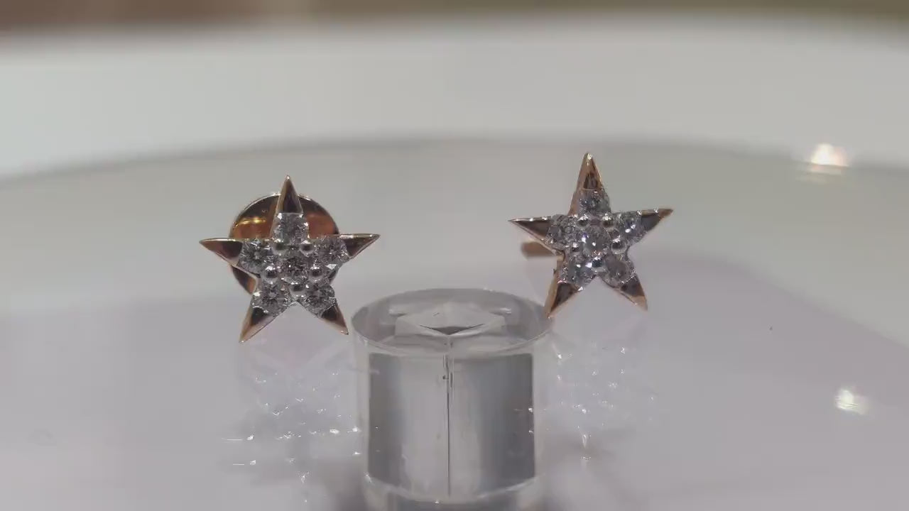 14K Gold Lab Grown Diamond Star Earrings: Celestial Studs